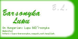 barsonyka lupu business card